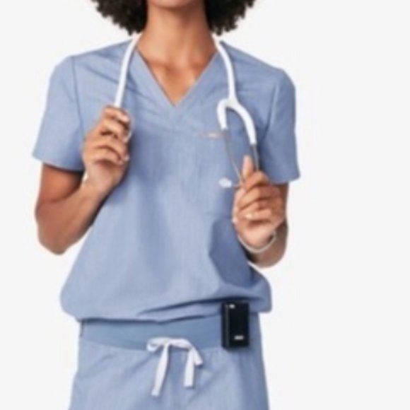 FIGS Catarina one pocket Scrub top size XXS Heather Blue - Picture 3 of 12